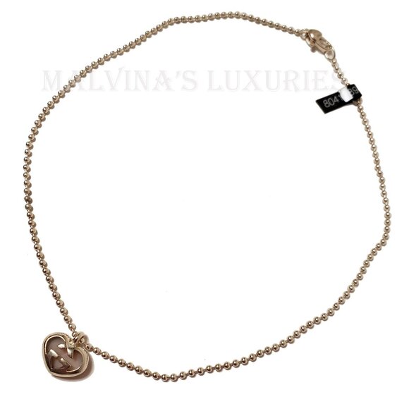 GUCCI NECKLACE STERLING SILVER LOVE BRITT OPAL INTERLOCKING G LOGO HEART PENDANT - Picture 4 of 9